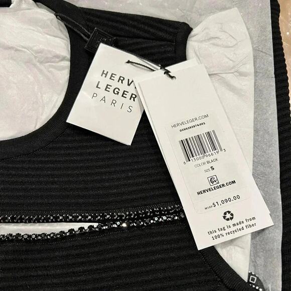 Herve Leger Ottoman Mini Dress Black Size S NWT - Picture 5 of 9